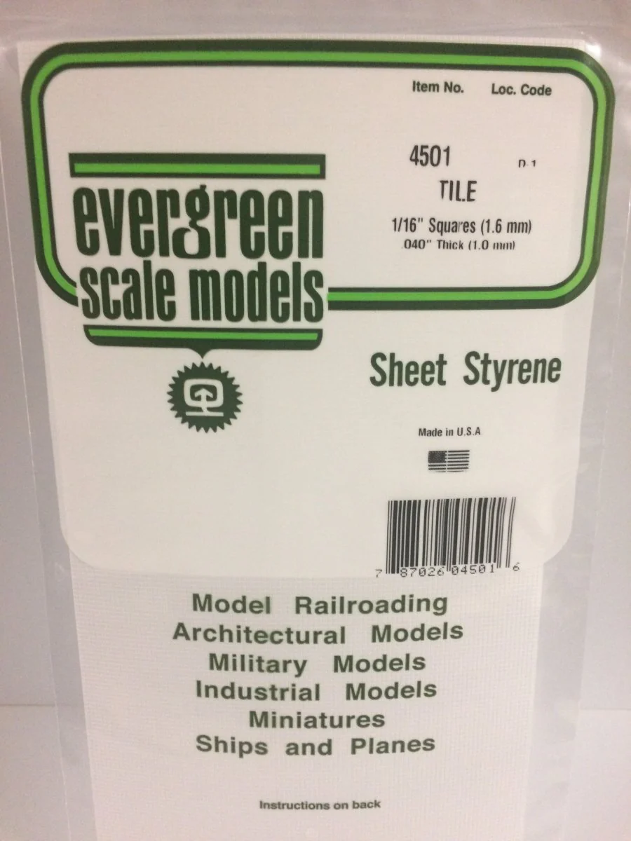 Evergreen Scale Models 4501 - .044" (1.10 mm) heavy groove spacing, 1/16" Square Tile (1)
