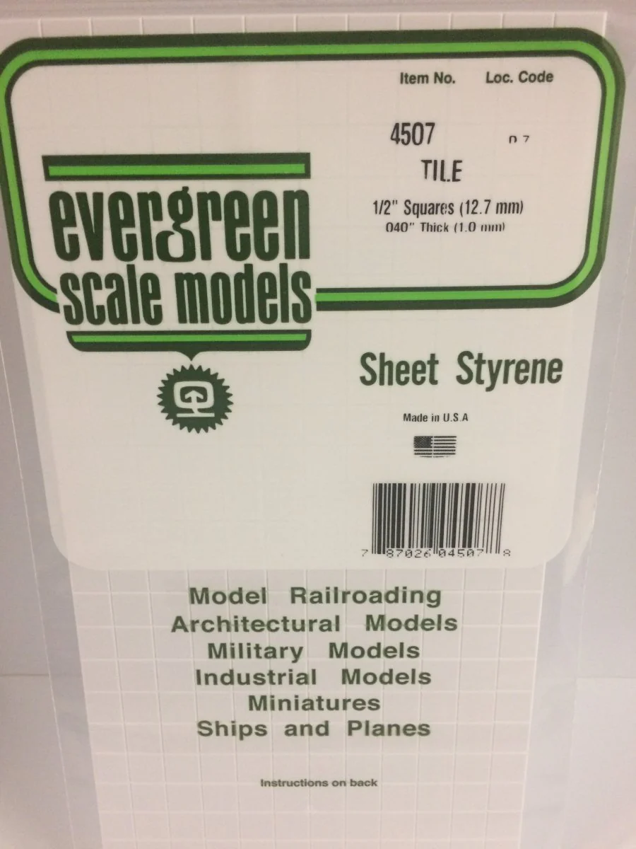 Evergreen Scale Models 4507 - .044" (1.10 mm) heavy groove spacing, 1/2" Square Tile (1)