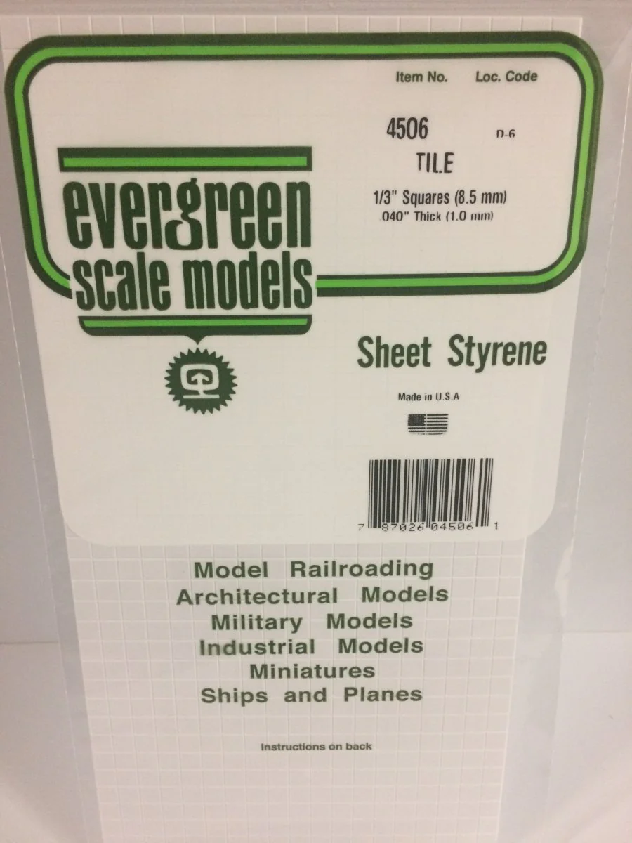Evergreen Scale Models 4506 - .044" (1.10 mm) heavy groove spacing, 1/3" Square Tile (1)