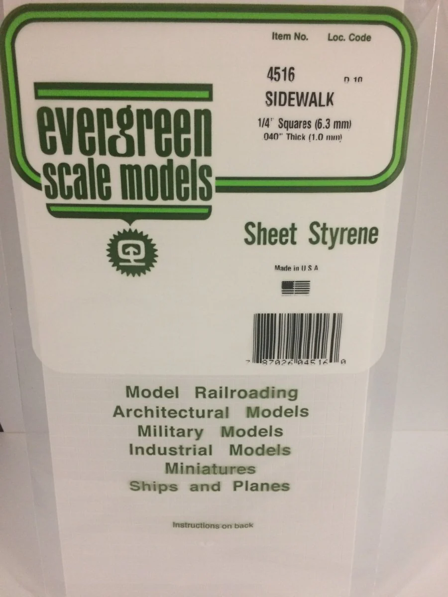 Evergreen Scale Models 4516 - 6" x 12", 1/4" Groove Spacing Sidewalk (1)