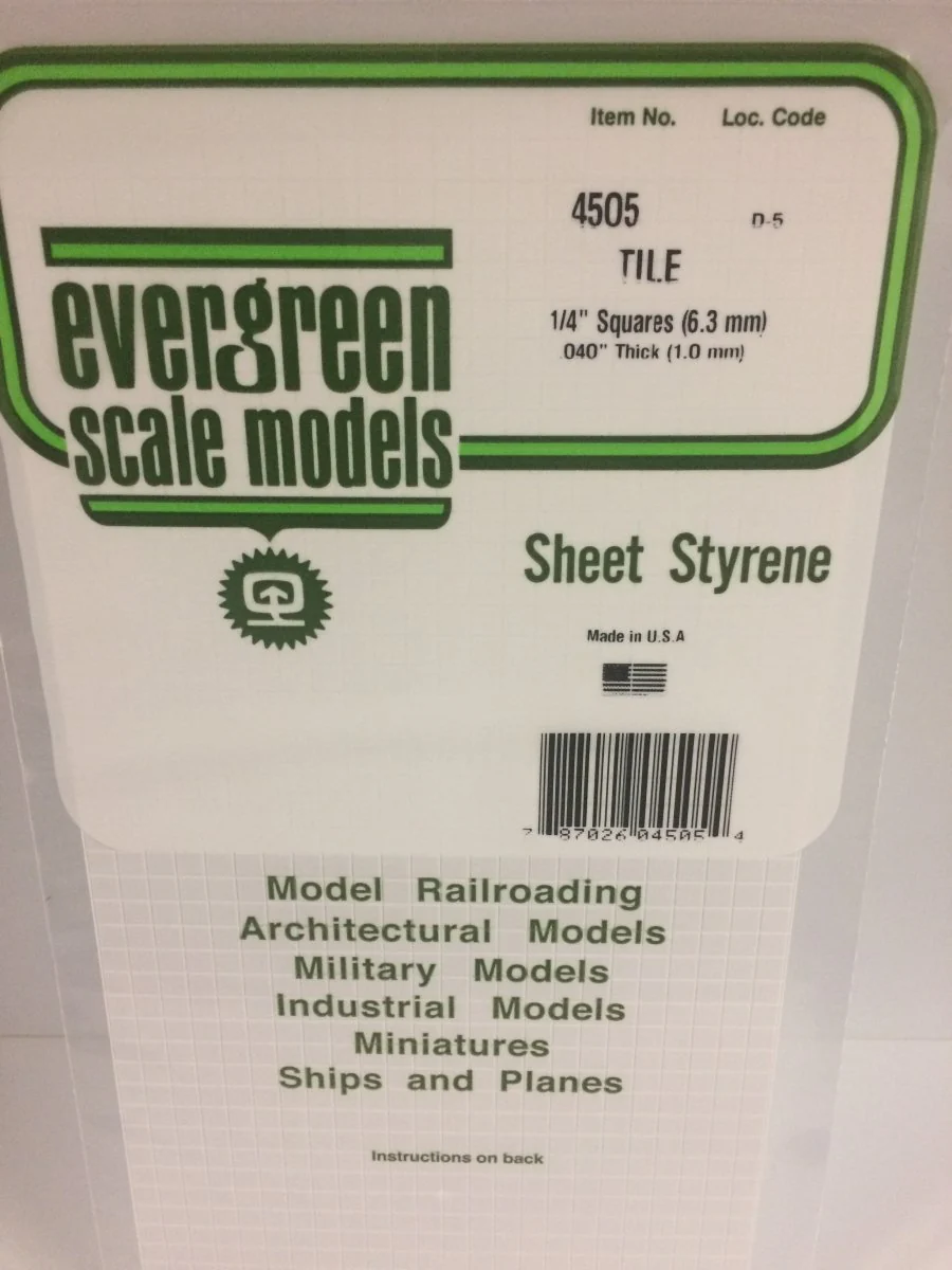 Evergreen Scale Models 4505 - .044" (1.10 mm) heavy groove spacing, 1/4" Square Tile (1)