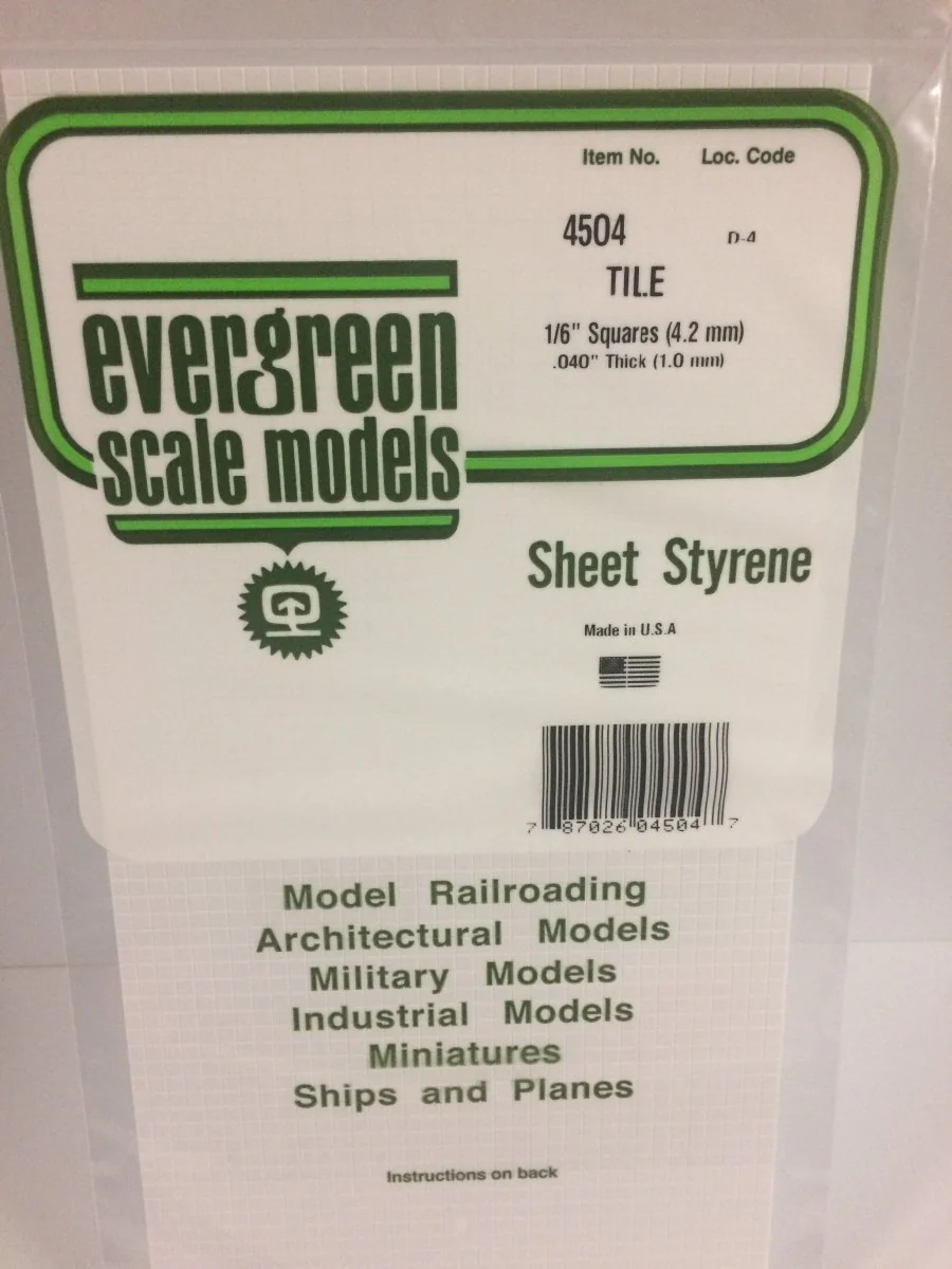 Evergreen Scale Models 4504 - .044" (1.10 mm) heavy groove spacing, 1/16" Square Tile (1)