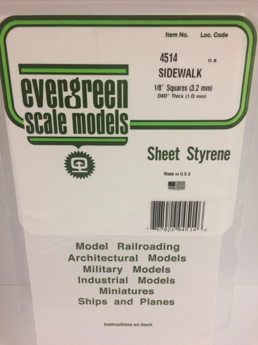 Evergreen Scale Models 4514 - 6" x 12", 1/8" Groove Spacing Sidewalk (1)