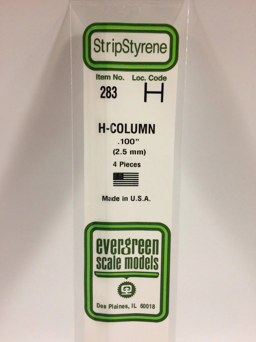 Evergreen Scale Models 283 - .100" (2.5 mm) X 14" H-Column (4)