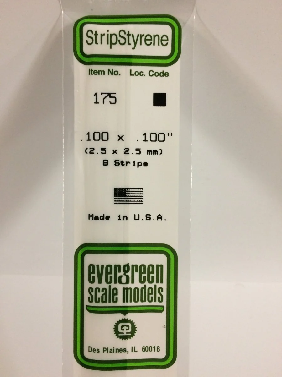 Evergreen Scale Models 175 - .100 X .100" X 14" Strips (8)
