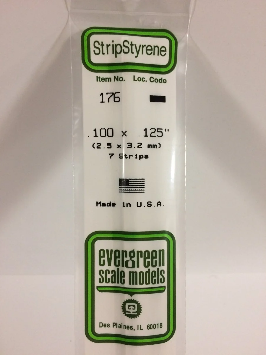 Evergreen Scale Models 176 - .100 X .125" X 14" Strips (7)