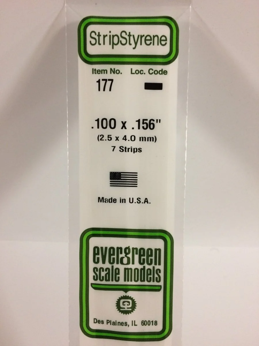 Evergreen Scale Models 177 - .100 X .156" X 14" Strips (7)