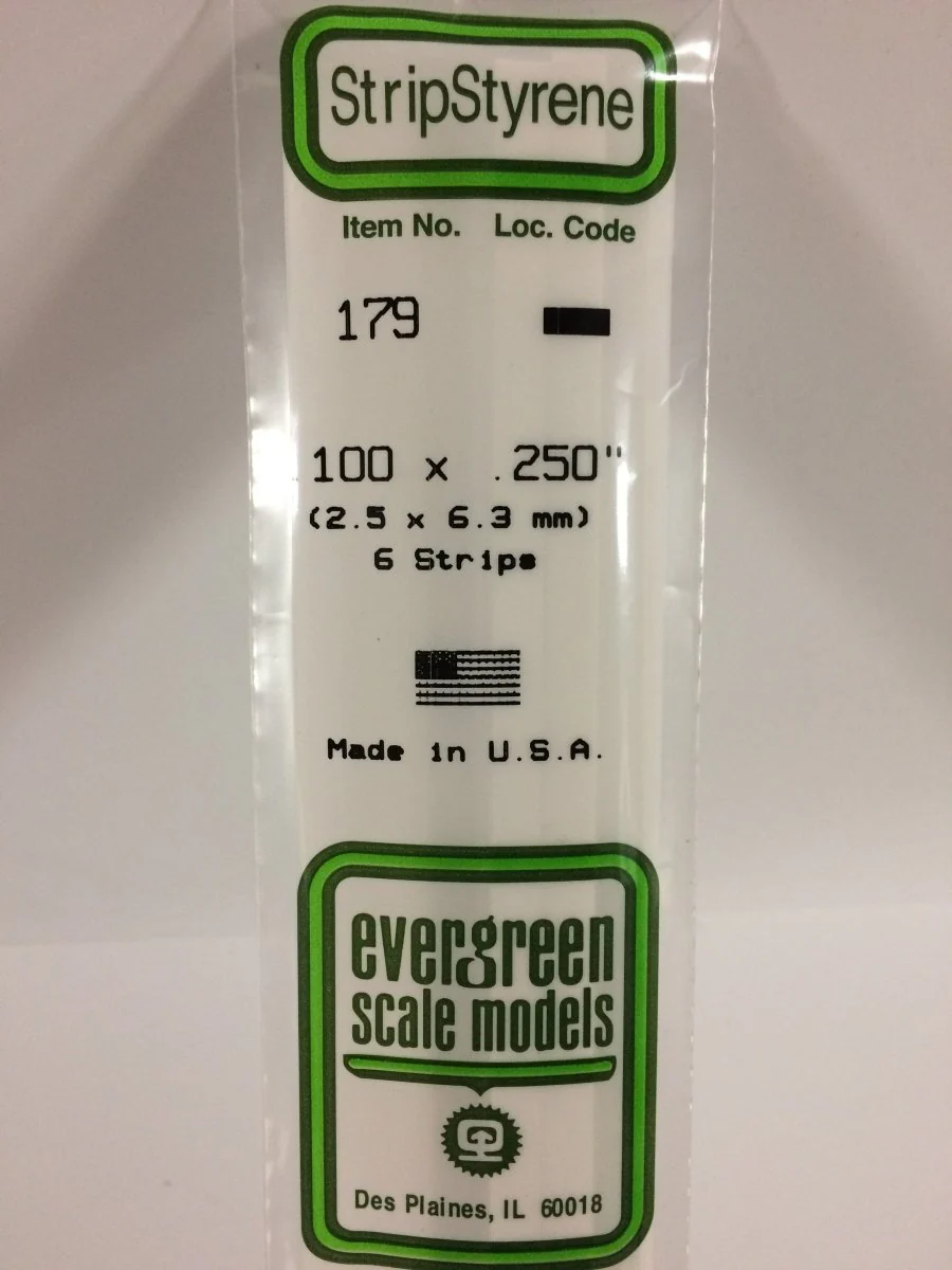 Evergreen Scale Models 179 - .100 X .250" X 14" Strips (6)