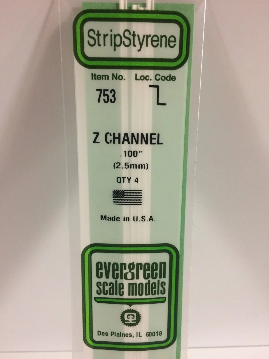 Evergreen Scale Models 753 - .100" Z Channel (4)