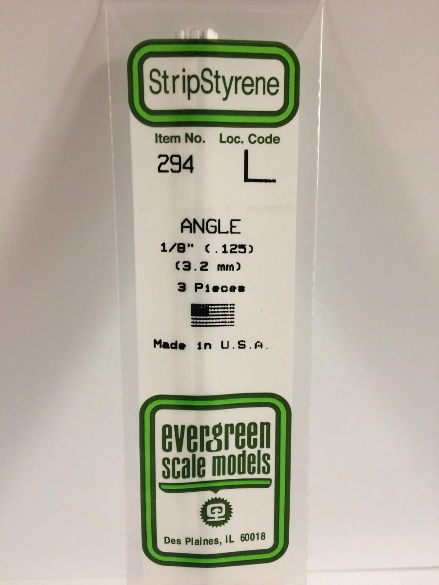 Evergreen Scale Models 294 - .125" (3.2 mm) X 14" Angle (3)