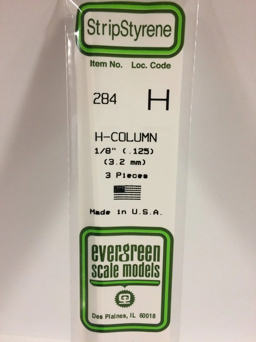 Evergreen Scale Models 284 - .125" (3.2 mm) X 14" H-Column (3)