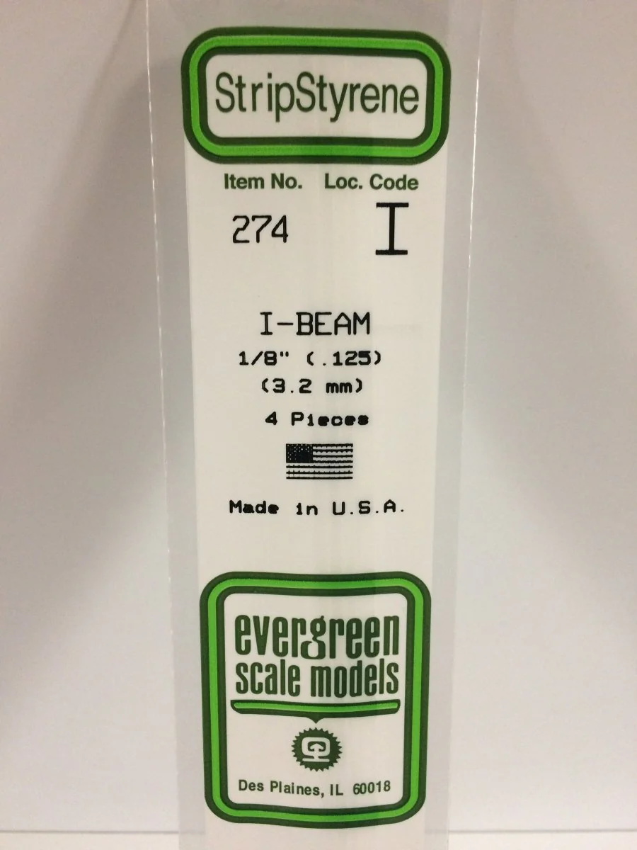 Evergreen Scale Models 274 - .125" (3.2 mm) X 14" I-Beam (4)