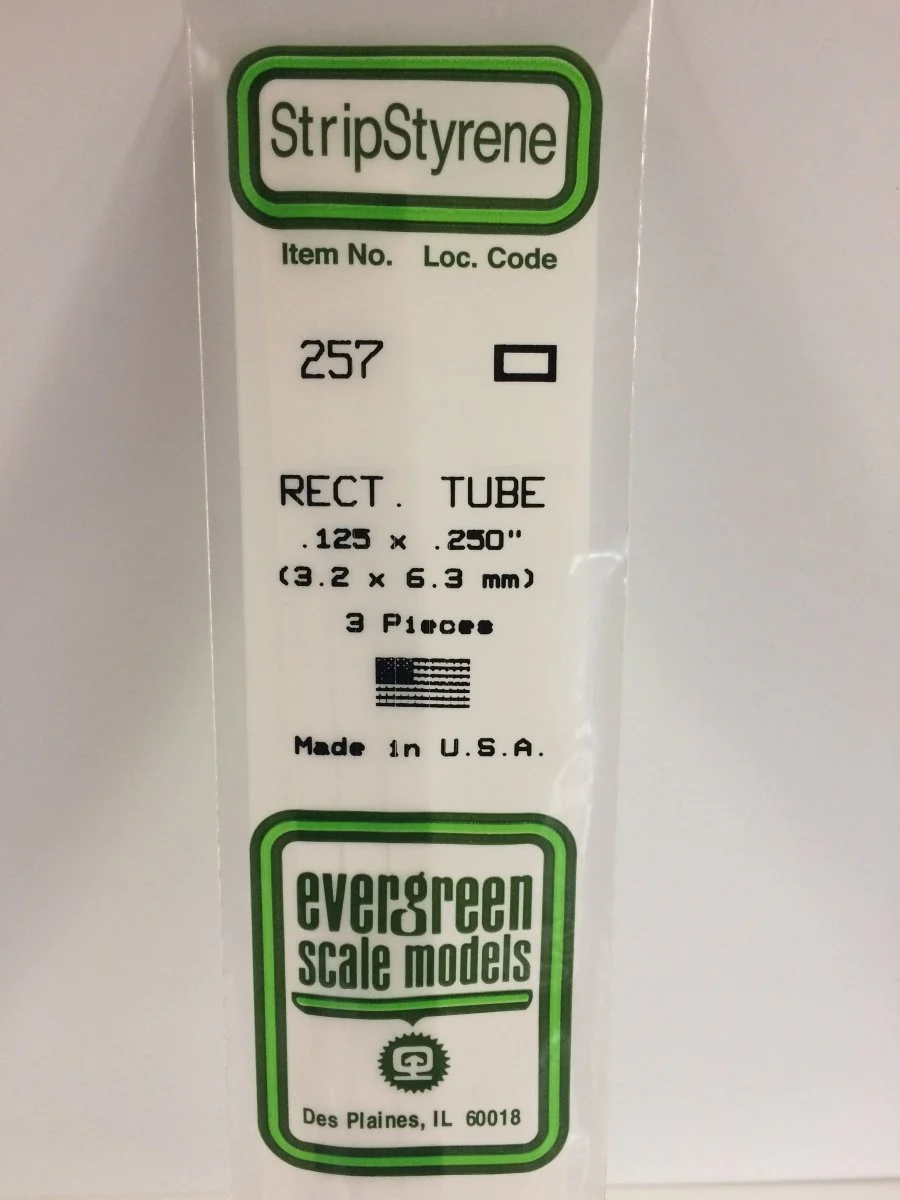 Evergreen Scale Models 257 - .125 x .250" X 14" Rectangular Tube (3)