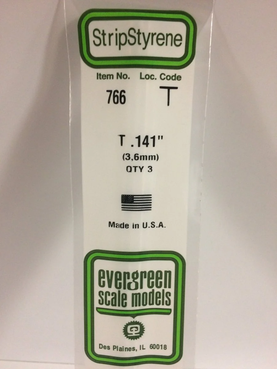 Evergreen Scale Models 766 - .141" x 14" T Shape (3)
