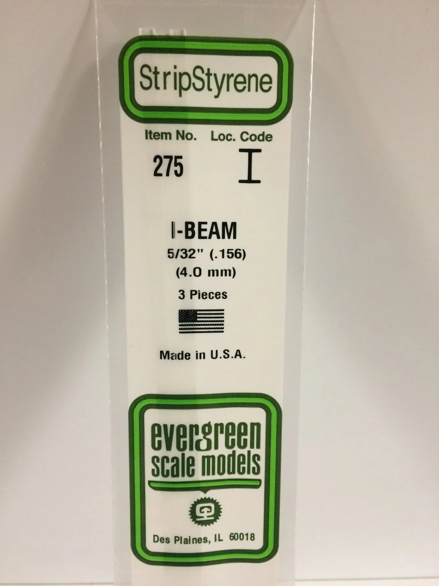 Evergreen Scale Models 275 - .156"  (4.0 mm) X 14" I-Beam (3)
