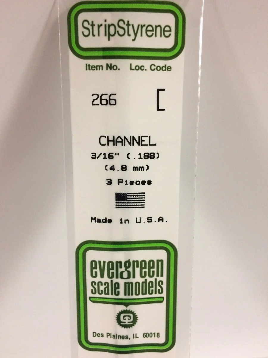 Evergreen Scale Models 266 - .188" (4.8 mm)  X 14" Channel (3)