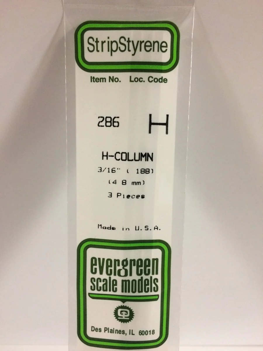 Evergreen Scale Models 286 - .188" (4.8 mm) X 14" H-Column (3)