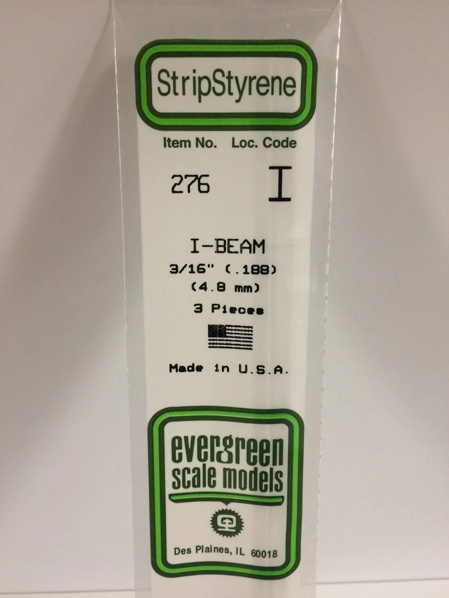 Evergreen Scale Models 276 - .188" (4.8 mm) X 14" I-Beam (3)