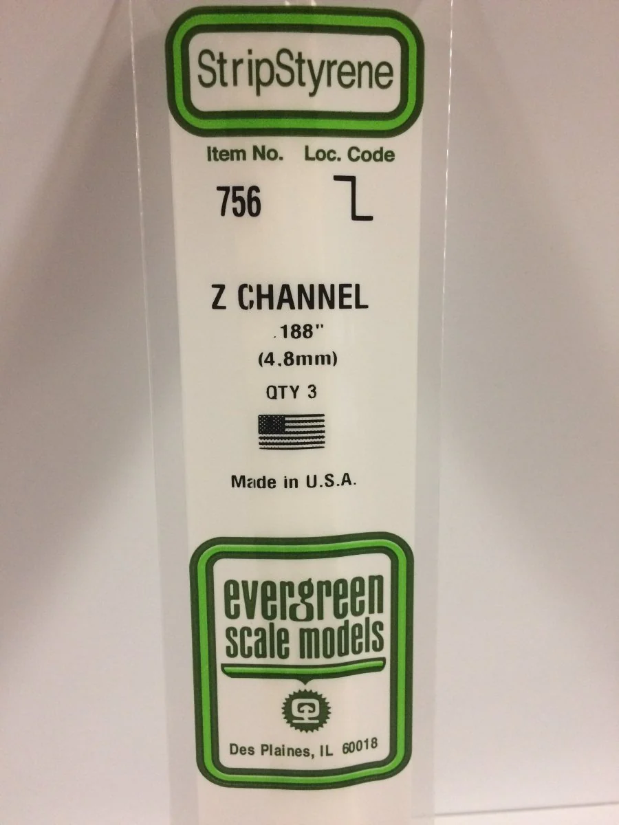 Evergreen Scale Models 756 - .188" Z Channel (3)