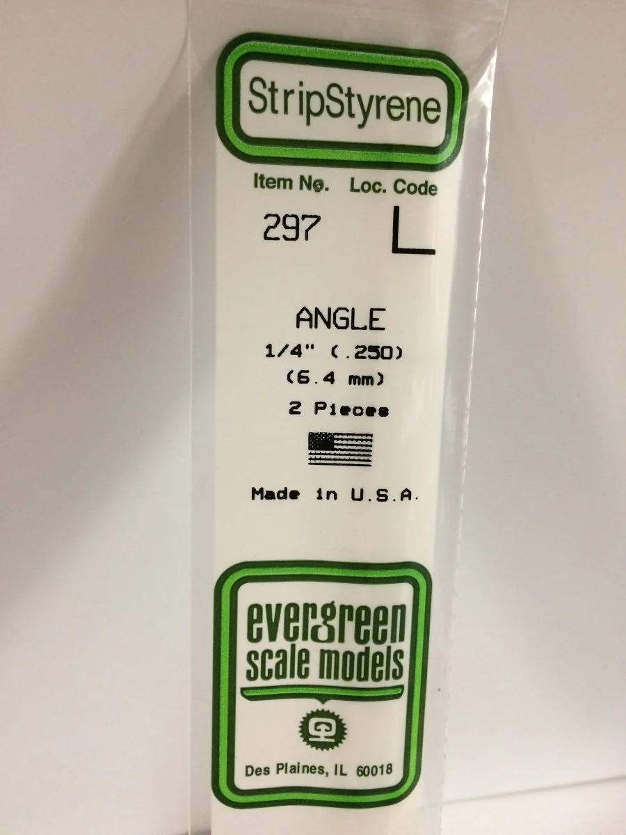 Evergreen Scale Models 297 - .250" (6.4 mm) X 14" Angle (2)