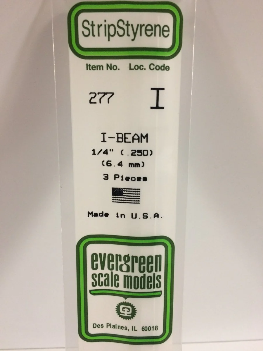 Evergreen Scale Models 277 - .250" (6.4 mm) X 14" I-Beam (3)