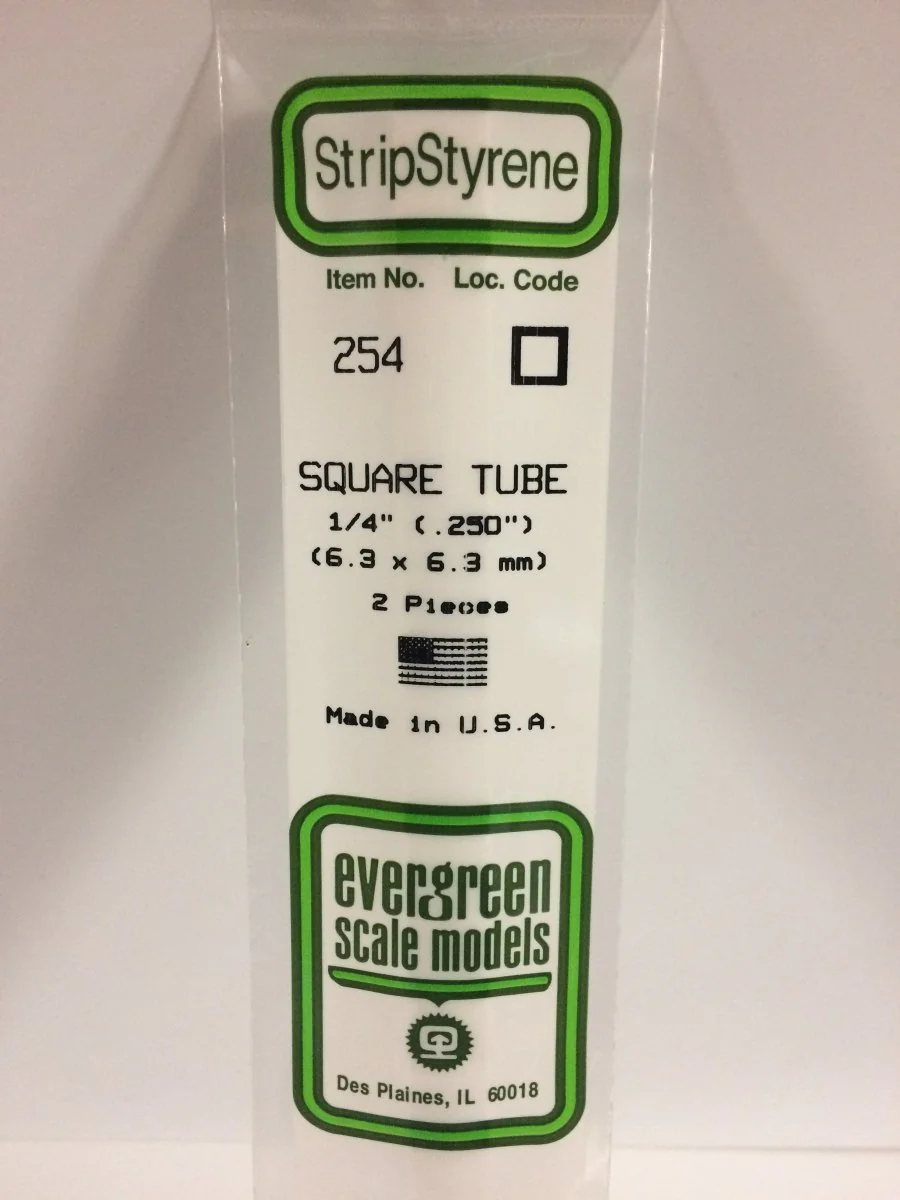 Evergreen Scale Models 254 - .250" (6.3 mm) X 14" Square Tube (2)