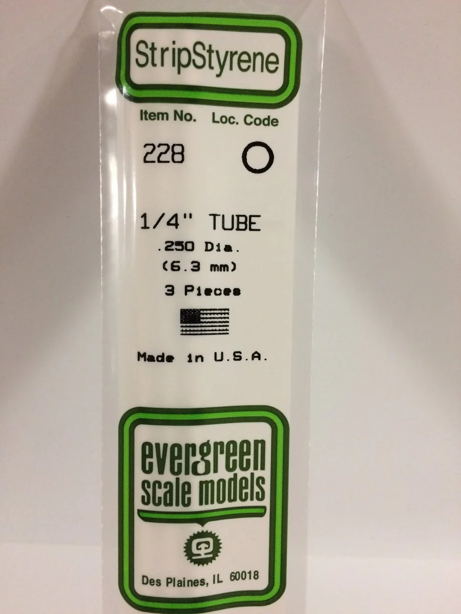 Evergreen Scale Models 228 - .250" (1/4") OD X 14" Tubing (3)