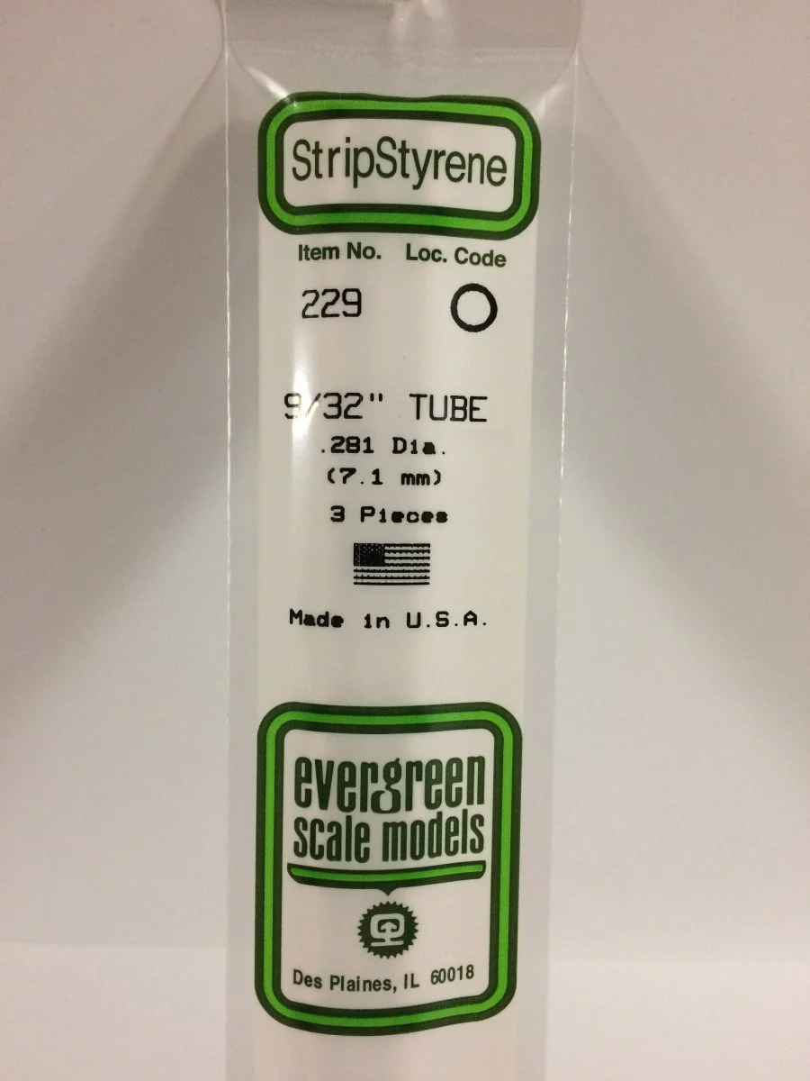 Evergreen Scale Models 229 - .281" (9/32") OD X 14" Tubing (3)