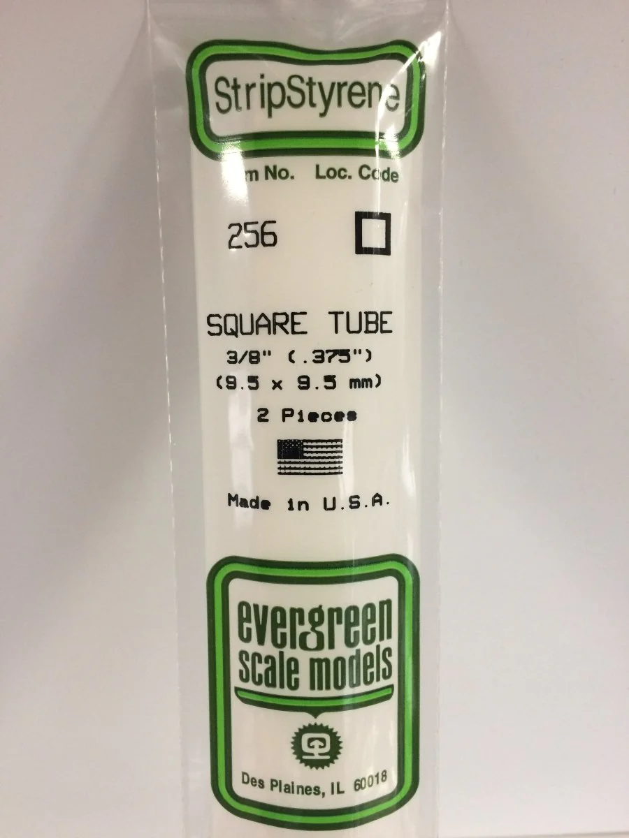 Evergreen Scale Models 256 - .375" (9.5 mm) X 14" Square Tube (2)