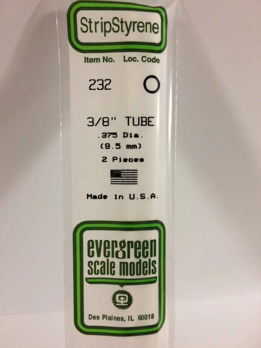 Evergreen Scale Models 232 - .375" (3/8") OD X 14" Tubing (2)