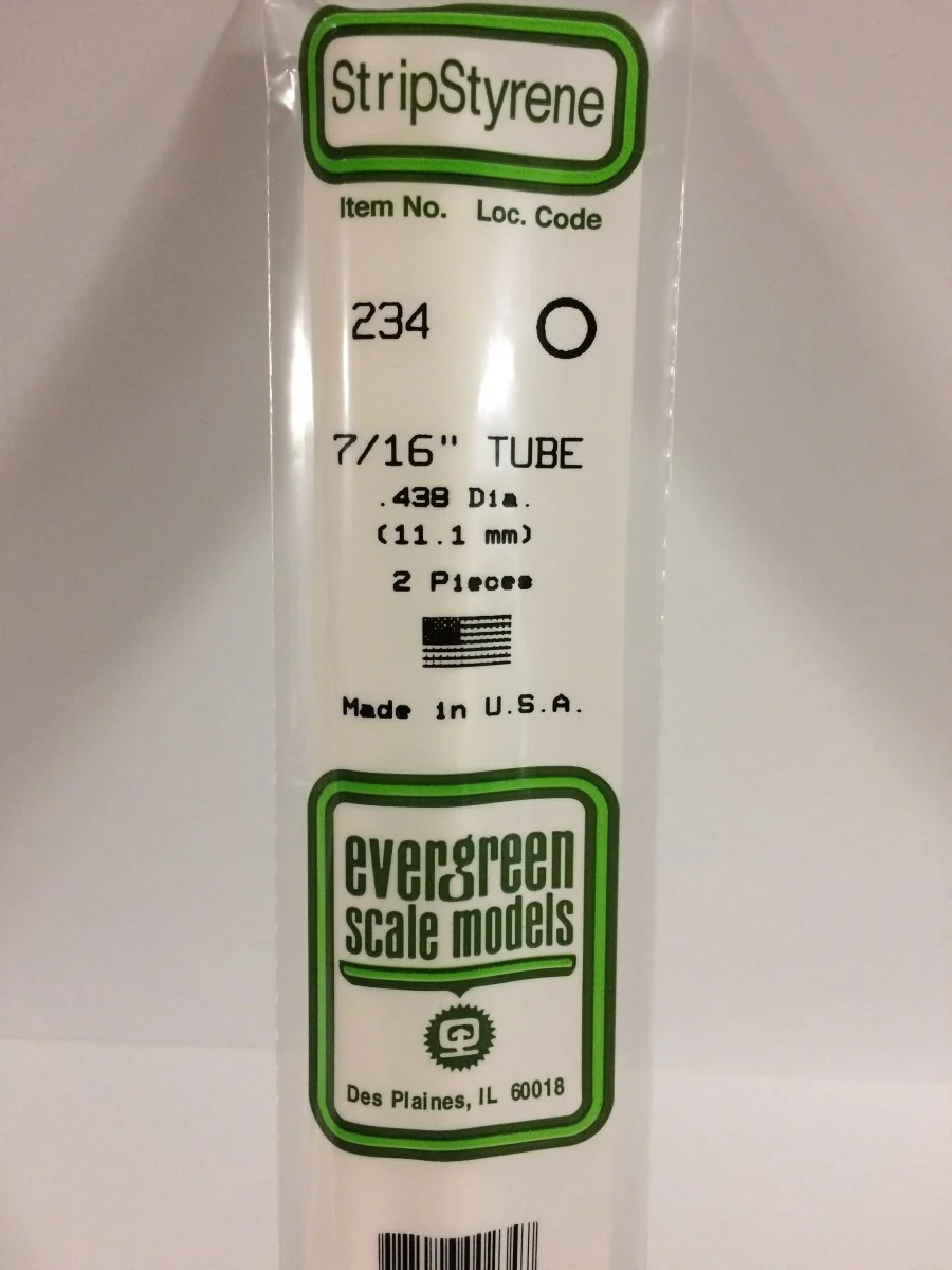Evergreen Scale Models 234 - .438" (7/16") OD X 14" Tubing (2)