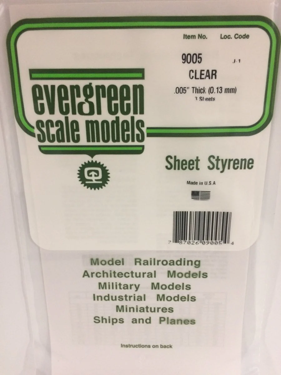 Evergreen Scale Models 9005 - 6 X 12" Clear .005" Thick (3)