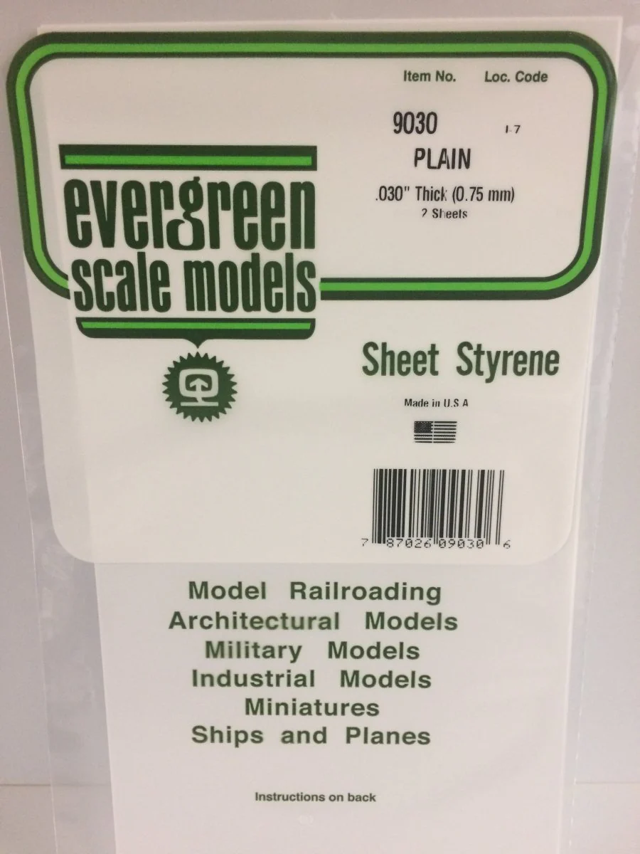 Evergreen Scale Models 9030 - Plain White .030" Thick  6" X 12" Sheet (2)
