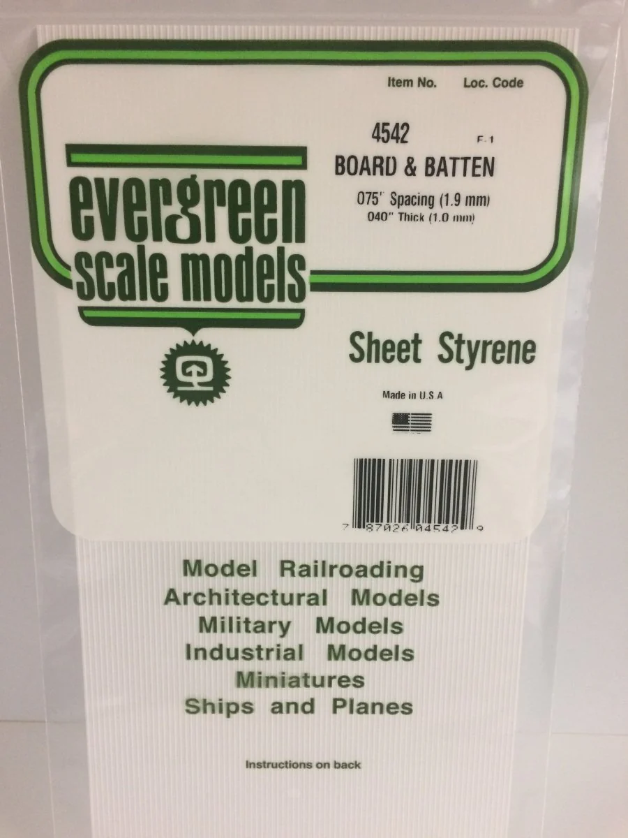 Evergreen Scale Models 4542 - 6" X 12" Board & Batten, .075" Spacing (1)
