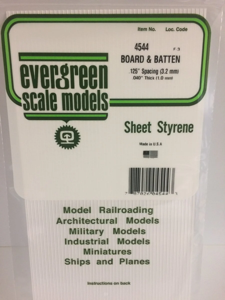 Evergreen Scale Models 4544 - 6" X 12" Board & Batten, .125" Spacing (1)