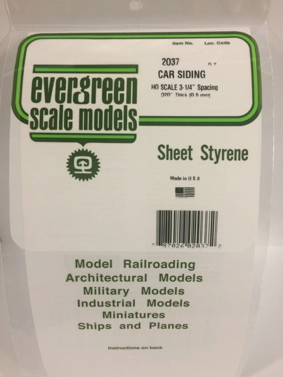 Evergreen Scale Models 2037 - 6" X 12" Car Siding - HO Scale