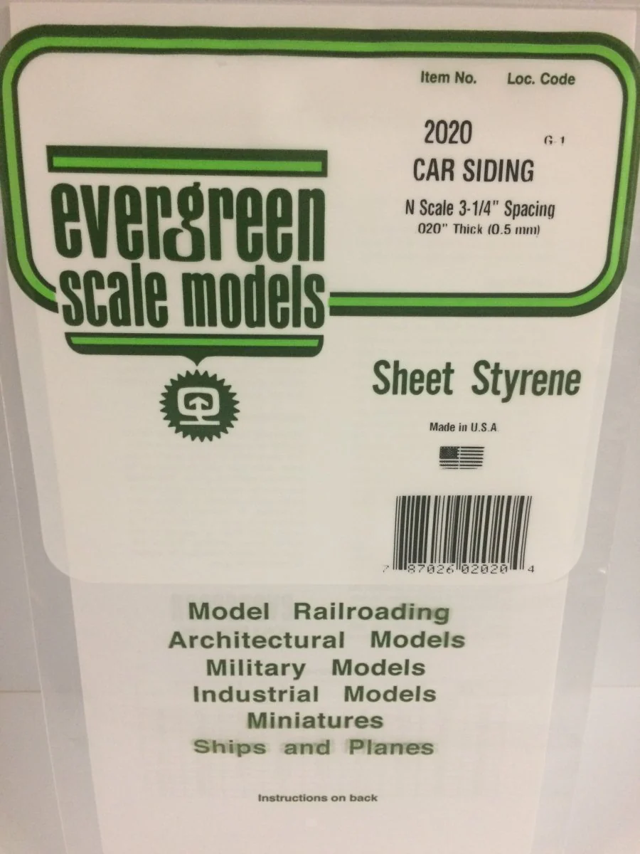 Evergreen Scale Models 2020 - 6" X 12" Car Siding - N Scale (1)