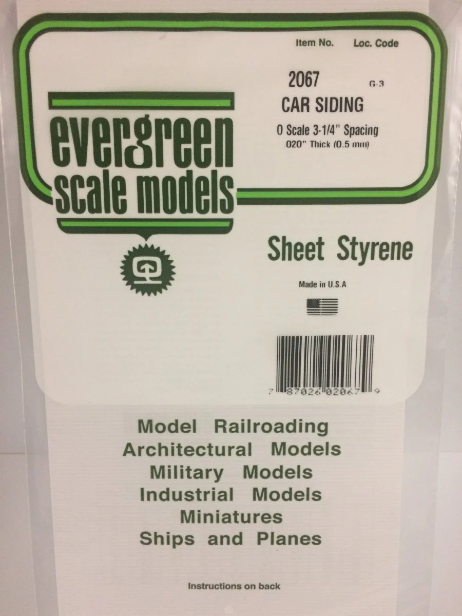 Evergreen Scale Models 2067 - 6" X 12" Car Siding - O Scale