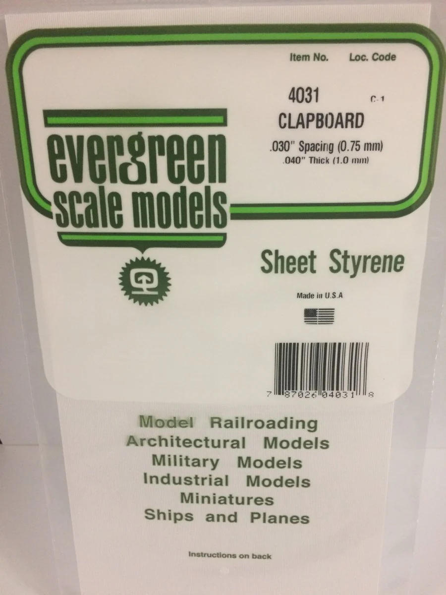 Evergreen Scale Models 4031 - 6" X 12" Clapboard Siding, .030" Spacing