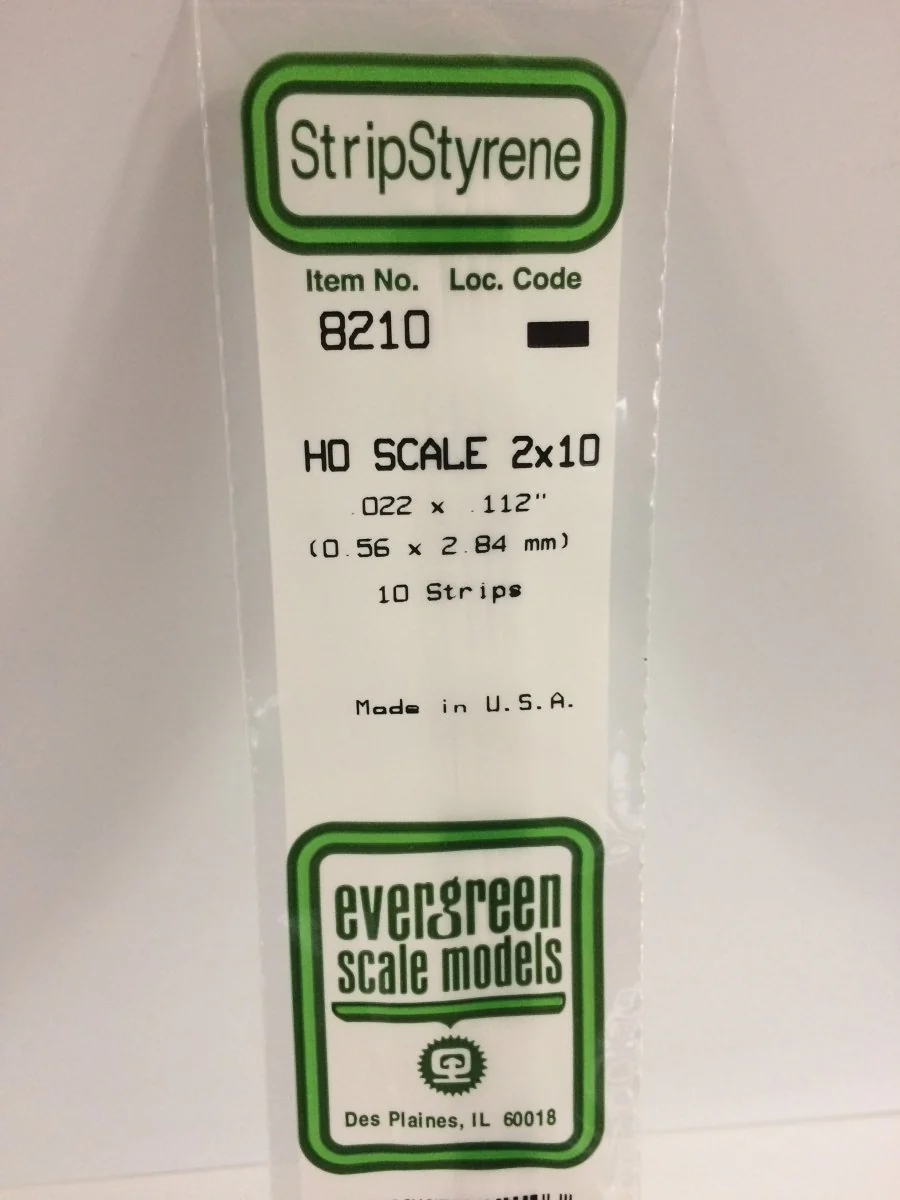 Evergreen Scale Models 8210 - .022" X .112" X 14" HO Scale 2X10 Strips (10)