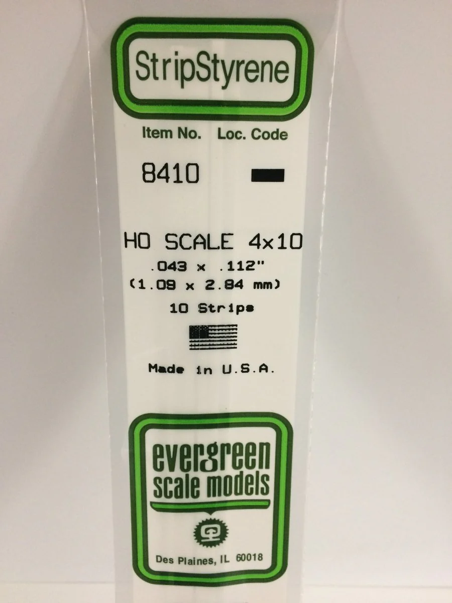 Evergreen Scale Models 8410 - .043" X .112" X 14" HO Scale 4X10 Strips (10)