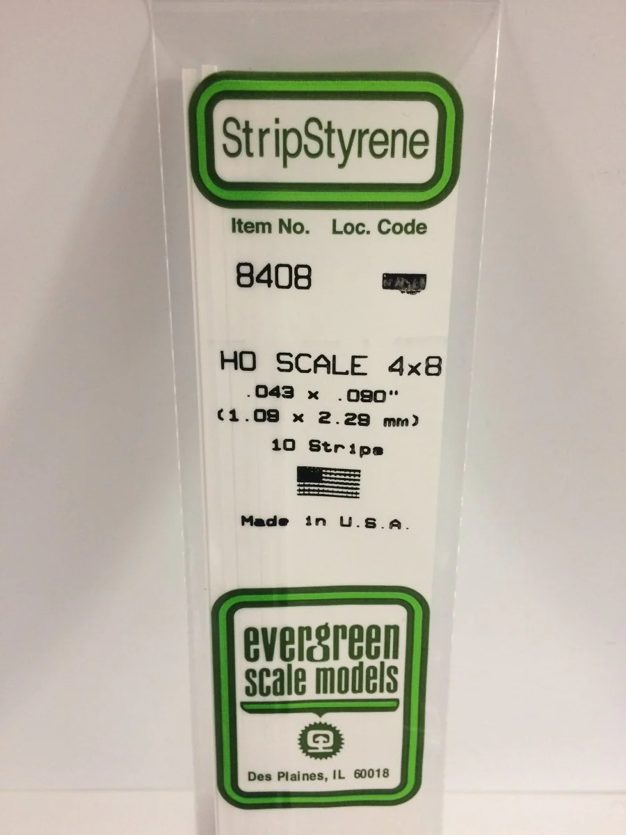 Evergreen Scale Models 8408 - .043" X .090" X 14" HO Scale 4X8 Strips (10)