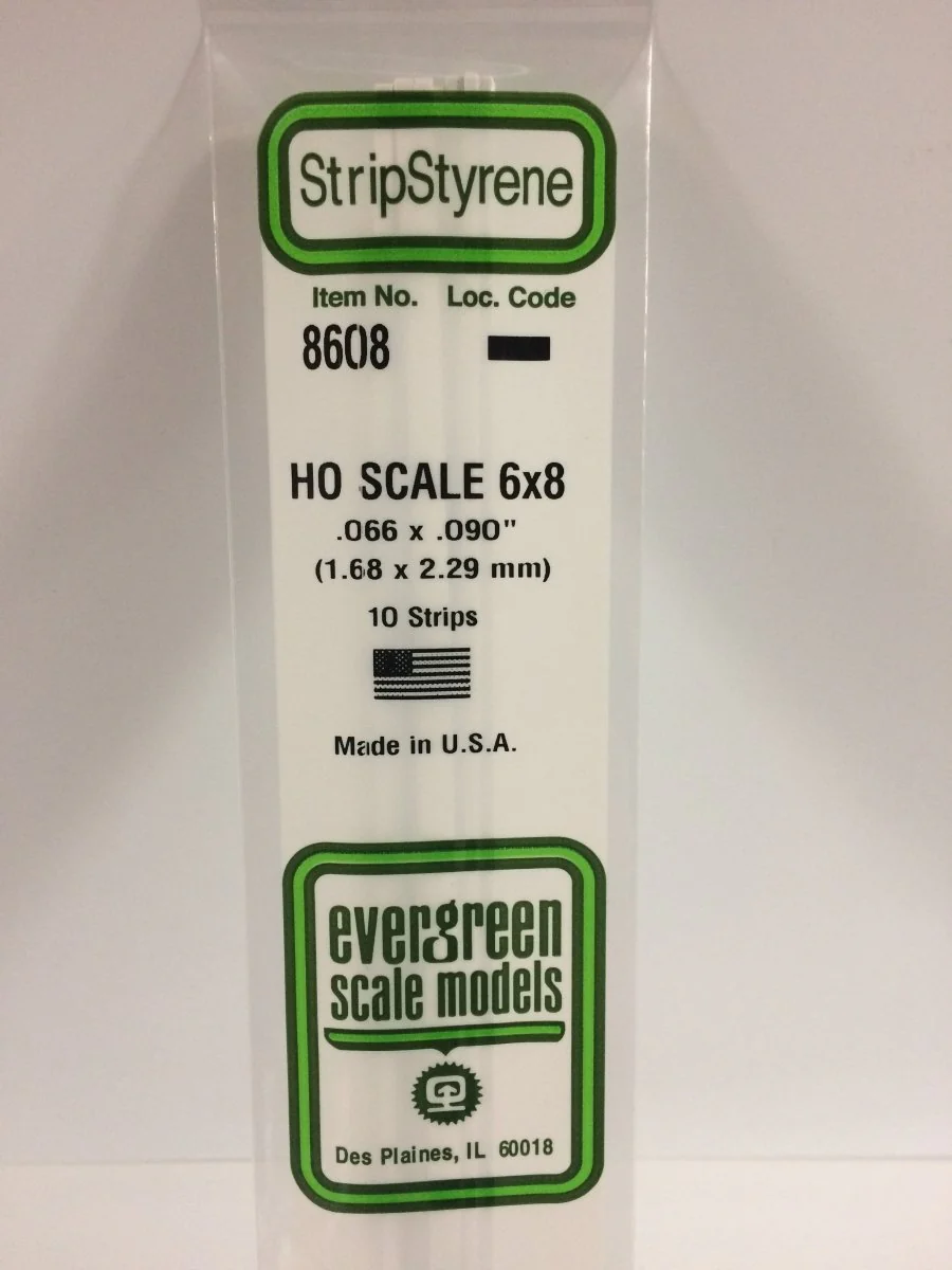 Evergreen Scale Models 8608 - .066" X .090" X 14" HO Scale 6X8 Strips (10)