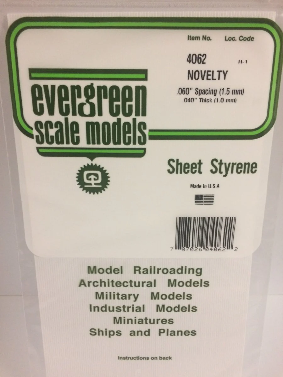 Evergreen Scale Models 4062 - 6" X 12" Novelty Siding, .060" Spacing
