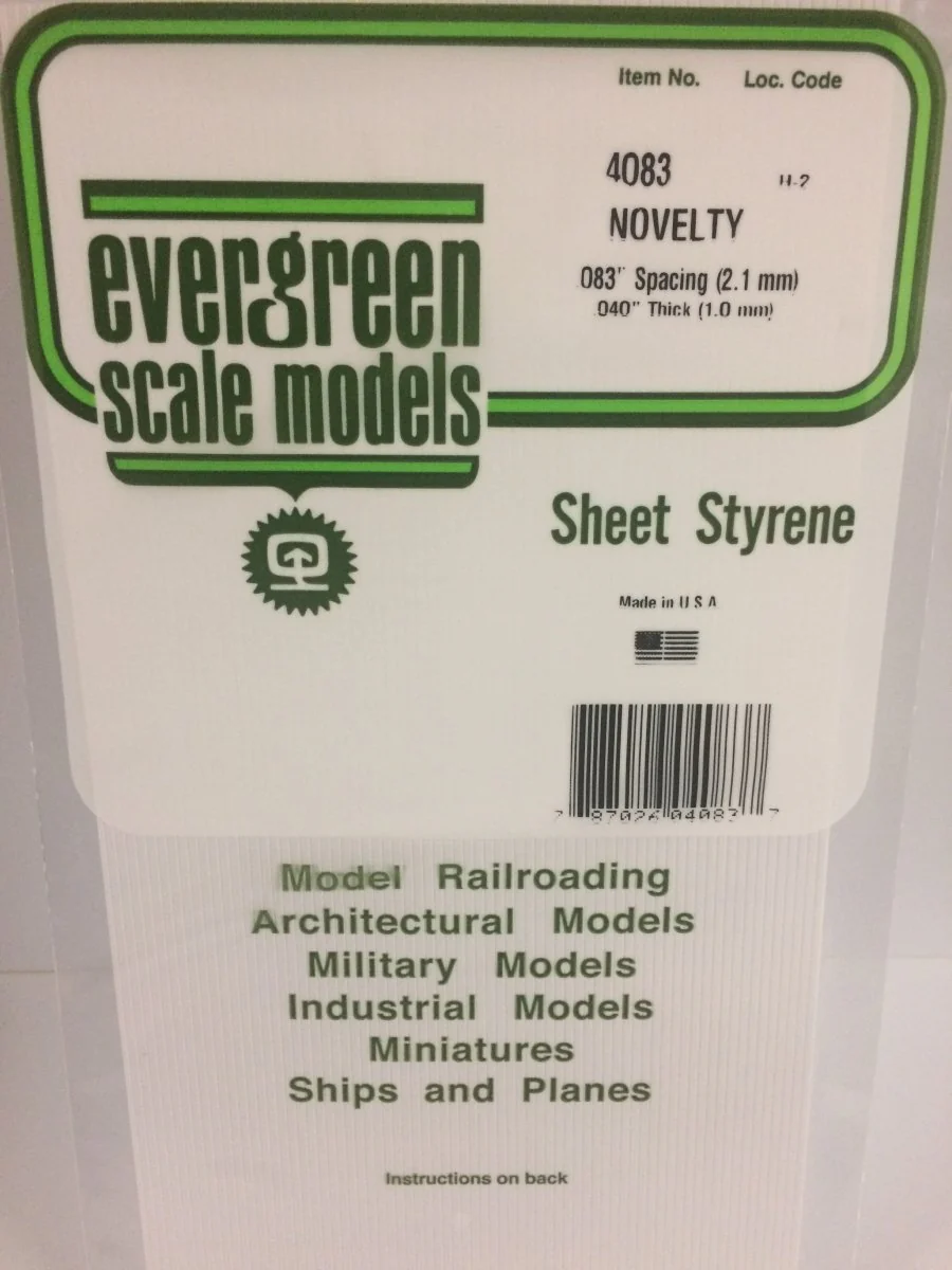 Evergreen Scale Models 4083 - 6" X 12" Novelty Siding, .083" Spacing