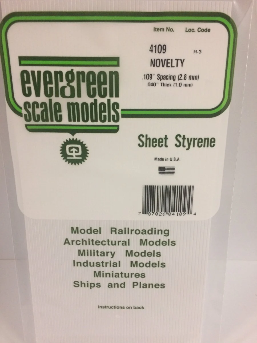 Evergreen Scale Models 4109 - 6" X 12" Novelty Siding, .109" Spacing