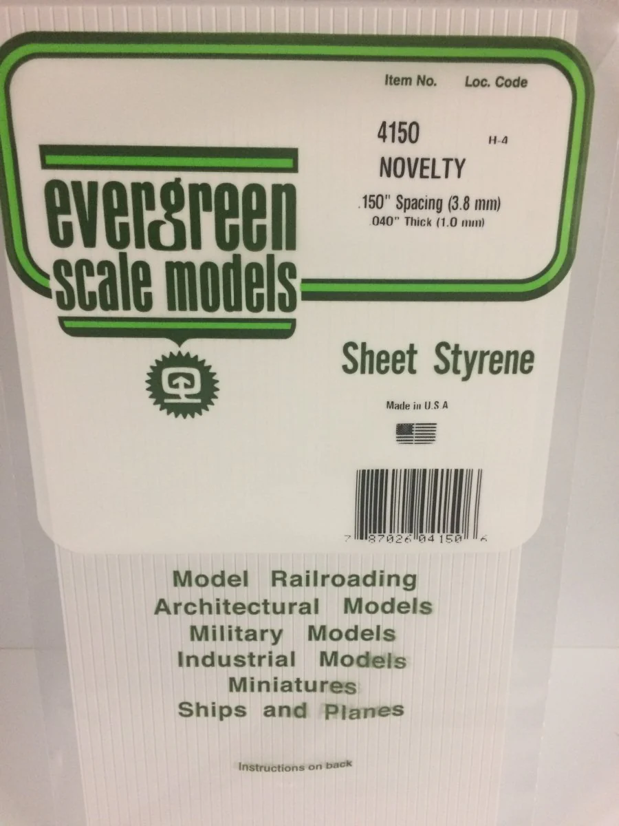 Evergreen Scale Models 4150 - 6" X 12" Novelty Siding, .150" Spacing