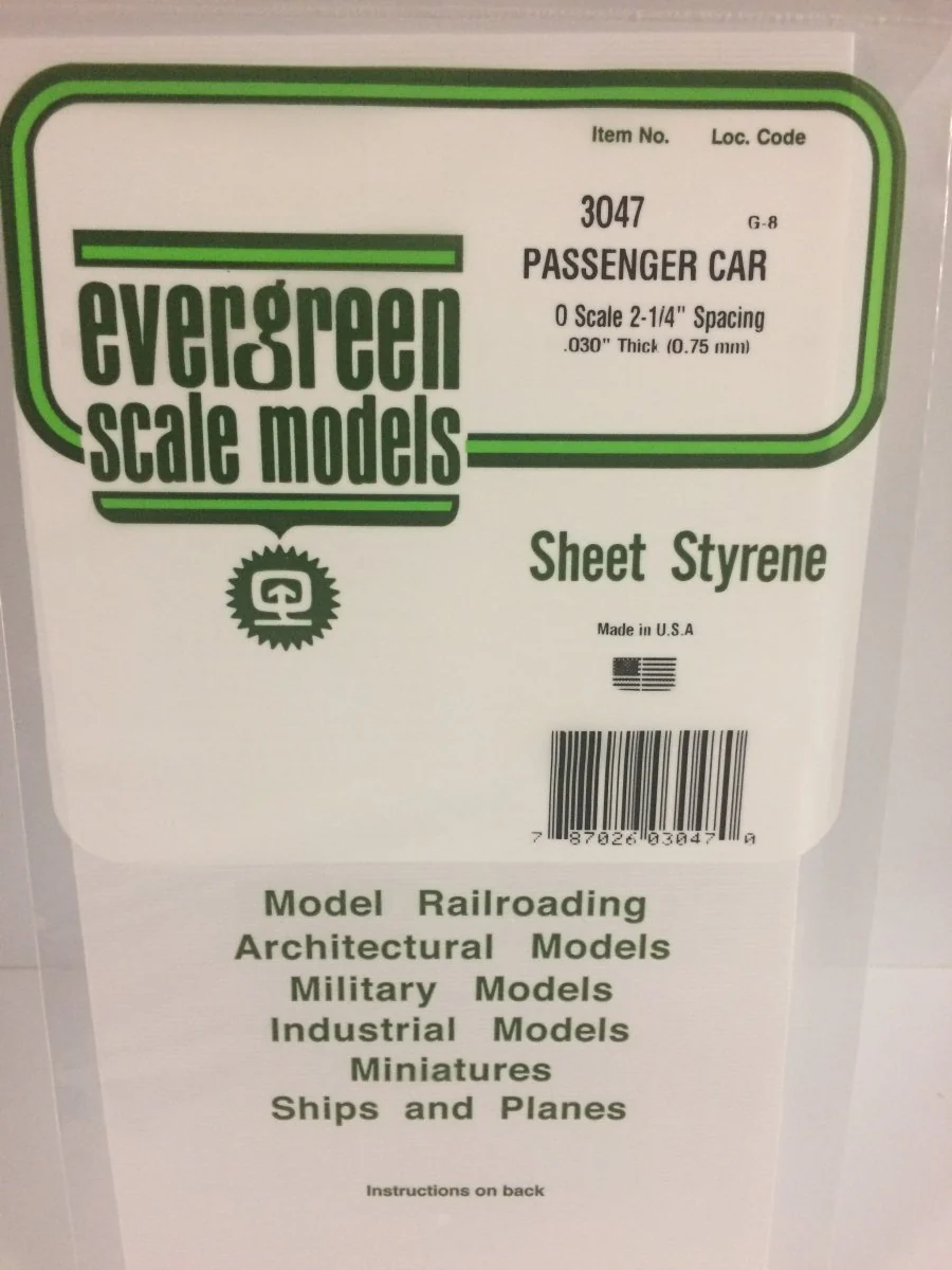 Evergreen Scale Models 3047 - 6" X 12" Passenger Car Siding - O Scale