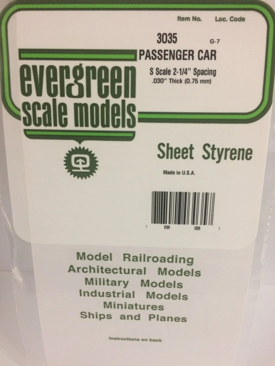 Evergreen Scale Models 3035 - 6" X 12" Passenger Car Siding - S Scale