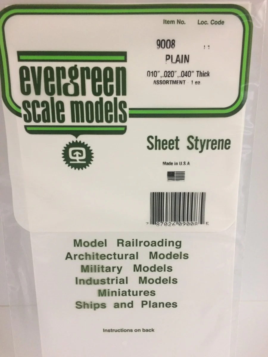 Evergreen Scale Models 9008 - Plain White 6" X 12" Sheet Assortment Pack